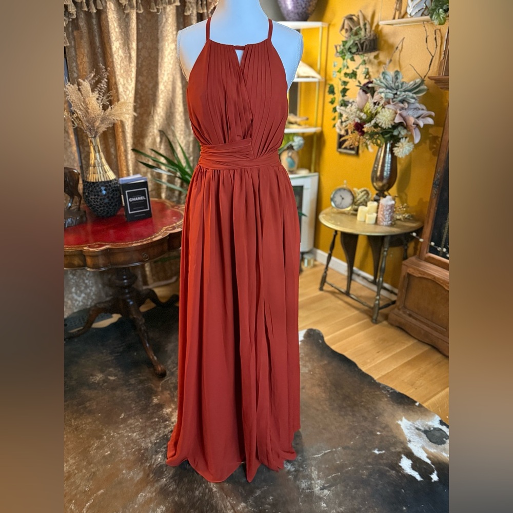 Halter Neck Rust Dress SZ 8